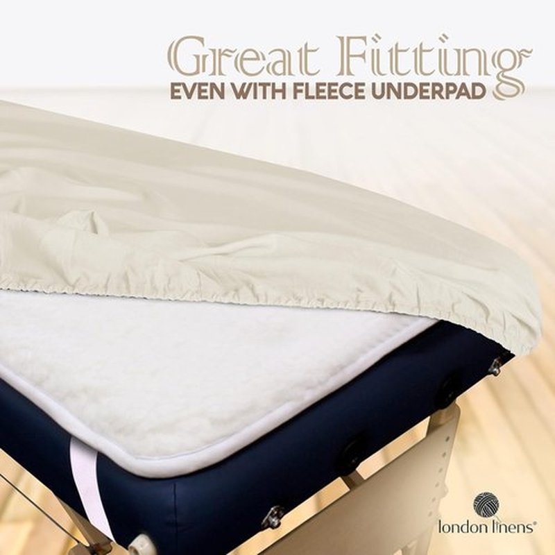 LONDON LINENS Soft Microfiber Massage Table Sheets Set 3 Piece Set - Includes Massage Table Cover, Massage Fitted Sheet, and Massage Face Rest Cover (Cream) Pack of 2