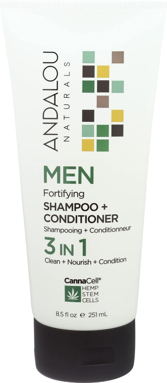 Andalou Naturals CannaCell MEN Fortifying Shampoo + Conditioner, 8.5 Ounce