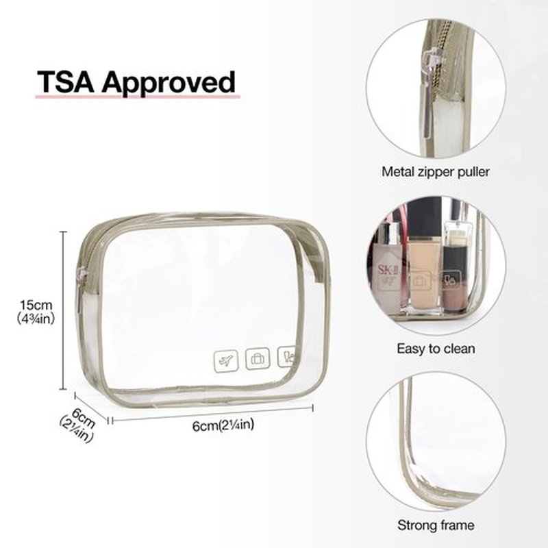 BAGSMART Toiletry Bag Hanging Travel Makeup Organizer with TSA Approved Transparent Cosmetic Bag Makeup Bag for Full Sized Toiletries, Large-Camel