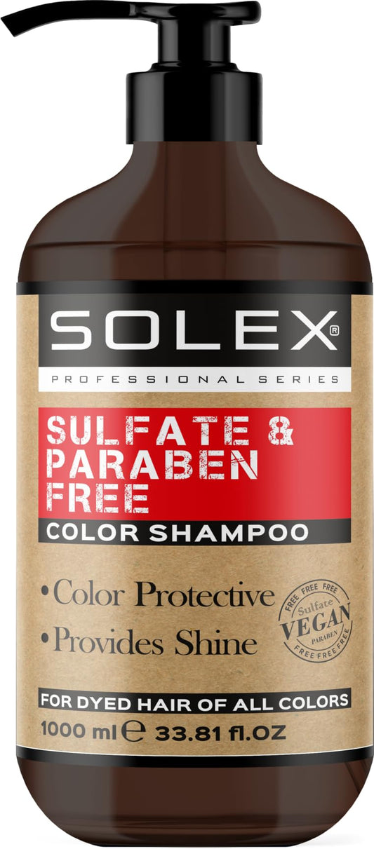 SOLEX Color Care Shampoo for Color Treated Hair - Sulfate & Paraben Free - Helps Protect Hair and Maintain Vibrant Color - Color Protection for All Hair Type, Vegan (1 pack x 33.8 Fl Oz. / 1000 mL)