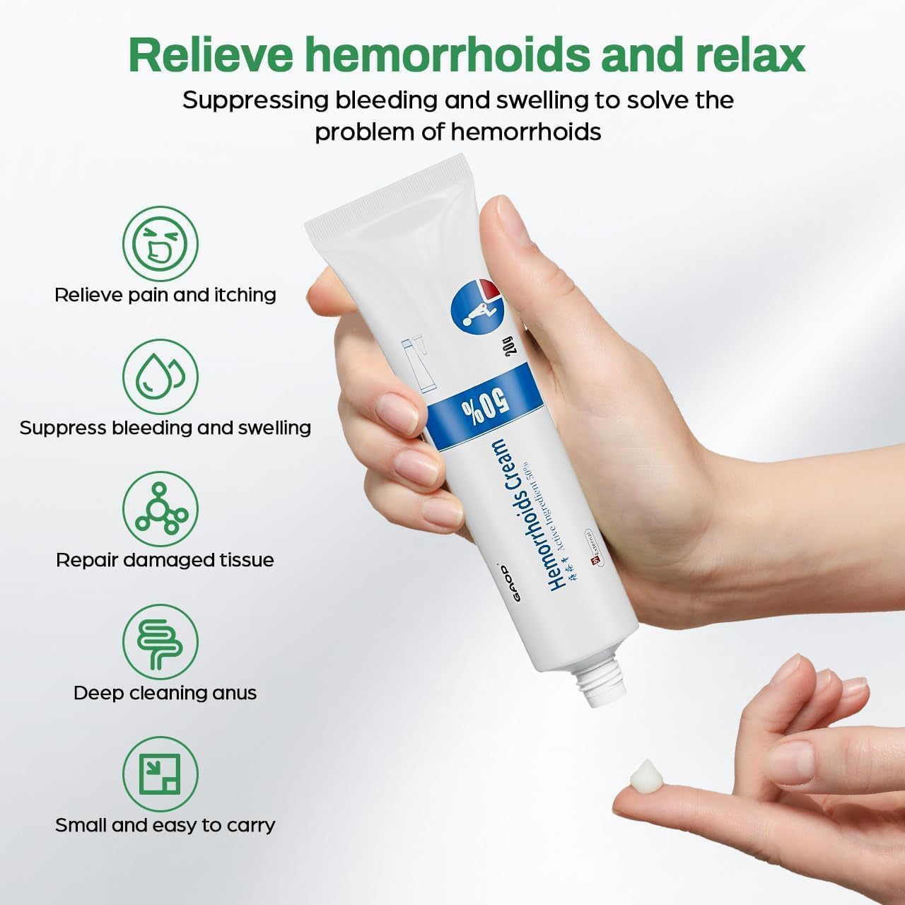 KYZTMHC GAOP Hemorrhoid Crema 50%, Hemorrhoids Ointment, Natural Soothe Herbal Hemorrhoid Ointment, Herbal Hemorrhoids Relief Cream for Men & Women (2pcs)