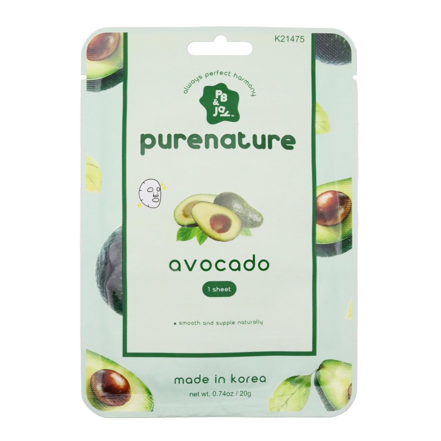 PB & JAY Avocado Sheet Mask | Korean Face Mask (1 Count)