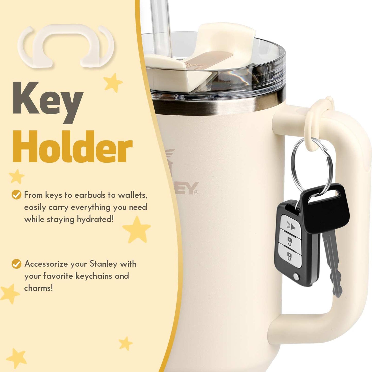 Set of 3 Pcs Accessories for 40oz Tumbler or other brands 40 OZ Tumblers (Cream)