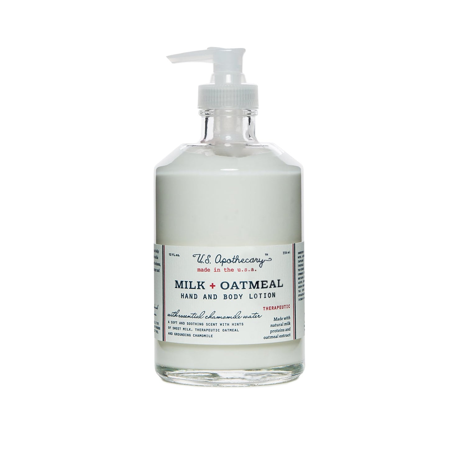 U.S. Apothecary Milk & Oatmeal Hand and Body Lotion, 12 fl oz