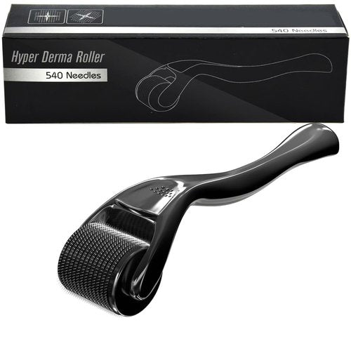 Brascmails Derma Roller 540 Stainless Steel Black Microneedling Roller 0.25mm Facial Skin Care Home Use for Face Beauty Massage Tools