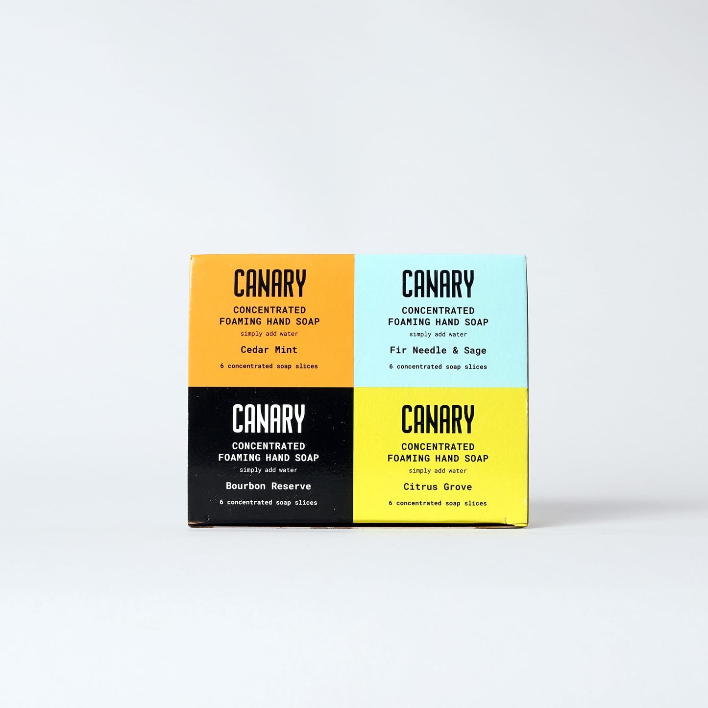 Canary 4-Scent Variety Foaming Hand Soap Refill Bars - Non-Toxic Refillable Zero Waste Hand Wash Concentrate with Coconut Oil - All Natural, Moisturizing, Organic (makes 24 bottles of liquid soap)