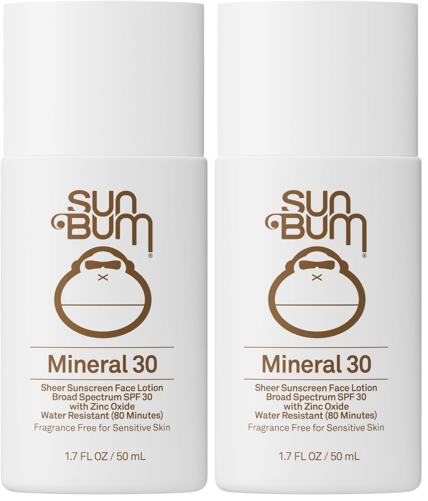 Sun Bum Mineral SPF 30 Face Sunscreen Lotion - Broad Spectrum and Fragrance Free Moisturizing Facial Sunscreen - Hawaii 104 Act Compliant (Without Octinoxate & Oxybenzone) - Travel Size - 1.7 oz