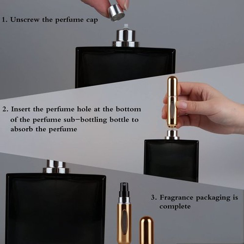 Fivexing 2Pcs Refillable Perfume Atomizer Bottles，Portable Mini Separate Perfume Bottle，Travel and Outings Spray Boxes Dispensers 5ml/0.2oz(Gold)