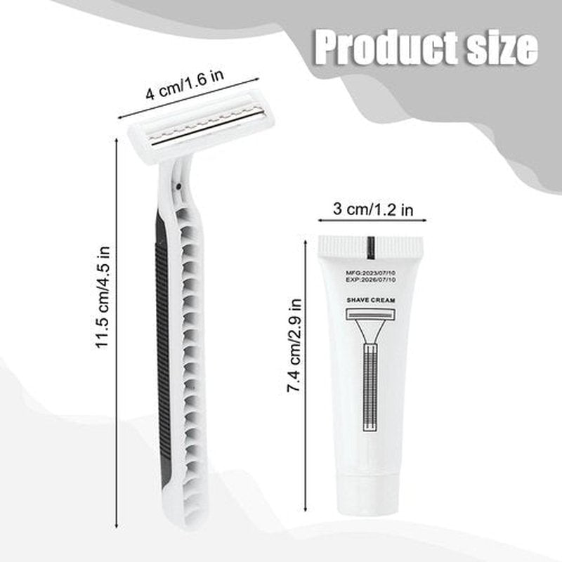 Disposable Razors in Bulk Pack of 30,Black Disposable Shaving Razors Individual Wrapped Twin Blade Bulk Disposable Razors with Clear Cap and 10g Shaving Cream for Homeless,Hotel,Travel,Charity,Shelter