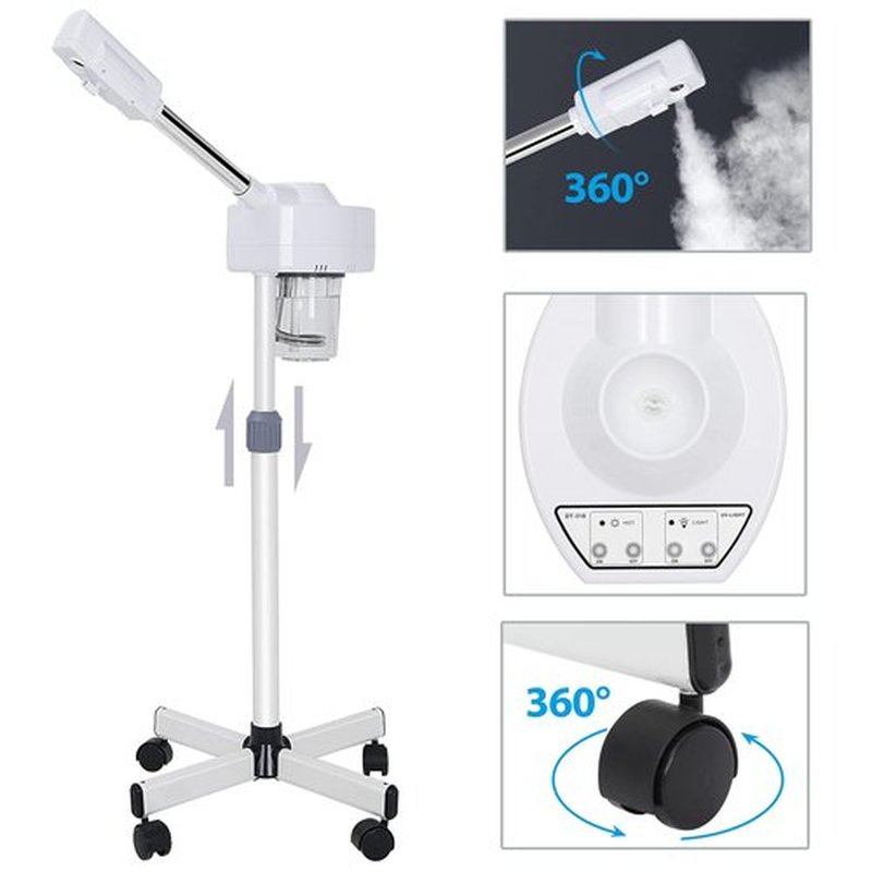 Professional Facial Steamers, Hot Ozone Face Steamer for Facial, Standing Facial Steamer on Wheels, Esthetician Steamer for Salon Beauty and Spa, Mist Face Steamer for Facial Skin Care