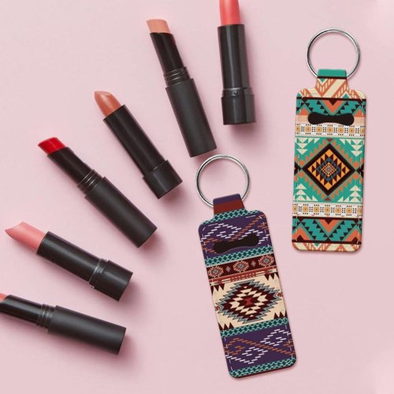 OLYCRAFT 2pcs Lipstick Holder Keychain Western Lip Balm Holders Elastic Diving Fabric Lipstick Keychains Portable Lipstick Holder Bags Lipstick Sleeve Key Ring Holder for Lipstick Chapstick