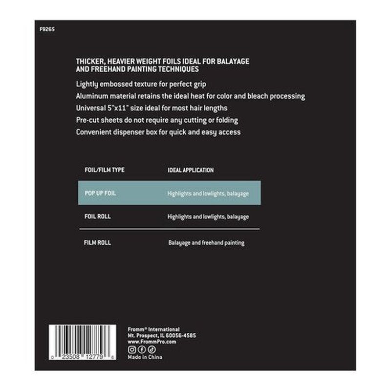 Fromm Color Studio Medium Weight Pop Up Hair Foil in Silver, 5" x 11" Embossed Aluminum Foil Sheets, Hair Foils for Highlighting and Coloring - 500 Foil Sheets