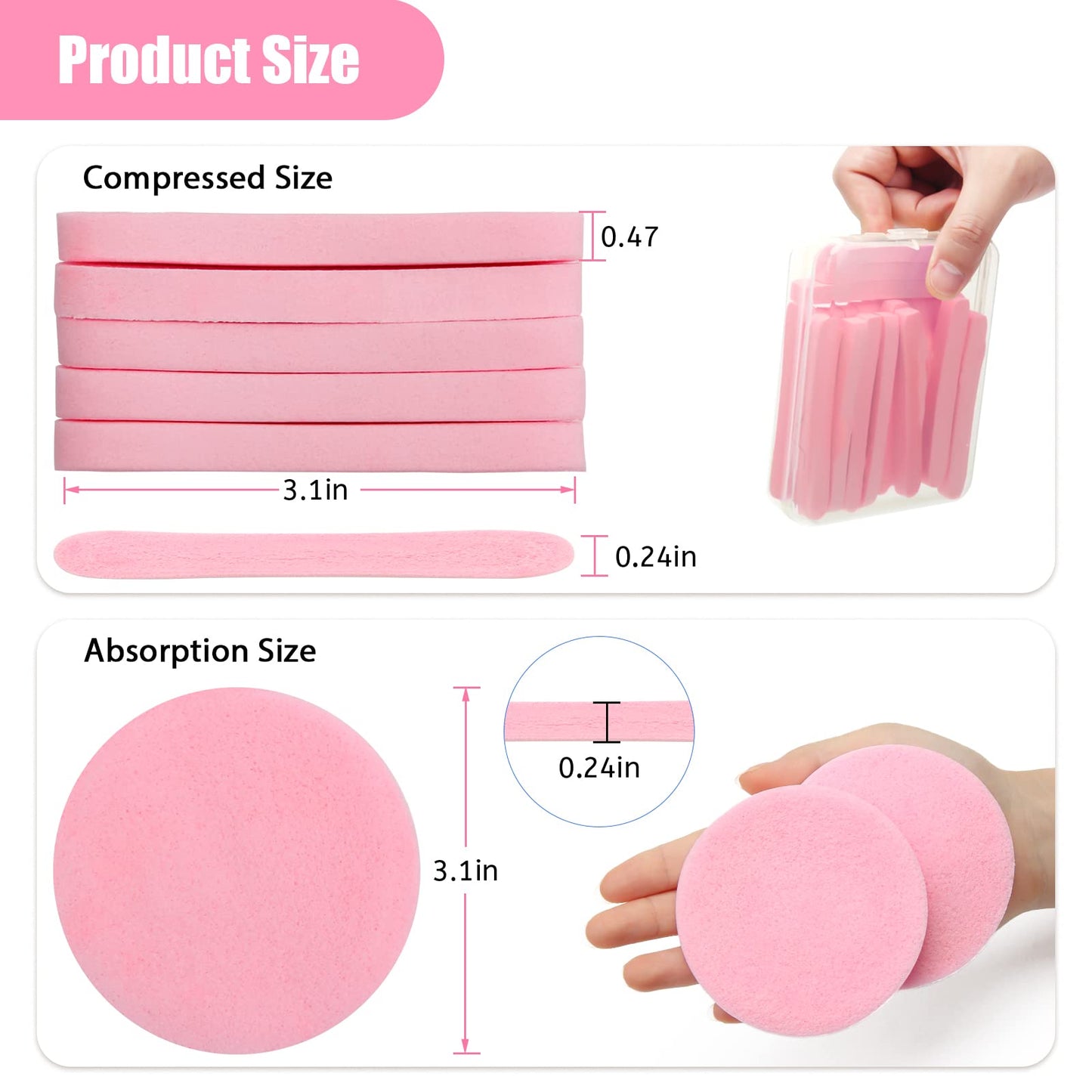 240+1 Count Compressed Facial Sponges, Luxiv Round Face Sponge Professional Compressed Makeup Removal Sponges for Estheticians Wash Face Sponge Compress Exfoliating Spa Pads With Portable Case