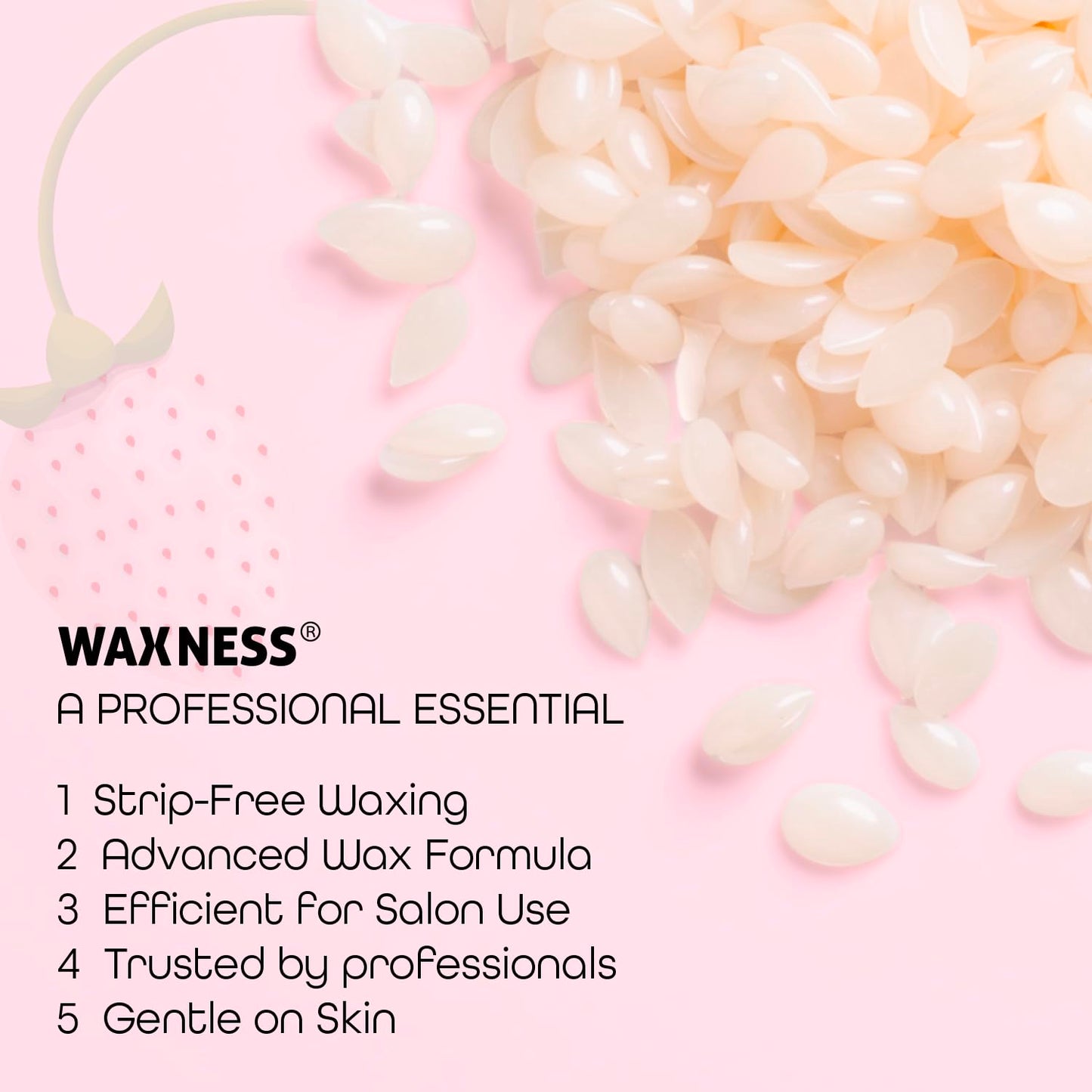 Waxness White Strawberry Thermochromic Hard Wax Beads 2.2 lb (1 kg), Rosin-Free, Low Temperature, For Sensitive Skin – Made in Italy