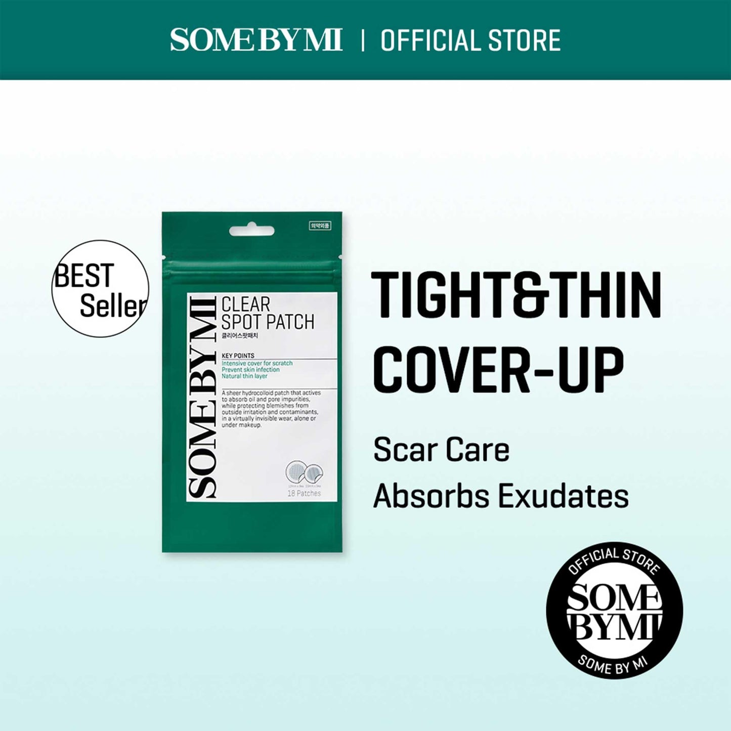SOME BY MI 30 Days Miracle Clear Spot Patch - Pack of 1, 18 Counts, 2 Size(10mm 9Counts, 12mm 9Counts) - Invisible Hydrocolloid Skin Trouble and Pimple Patch with No Irritation - Korean Skin Care
