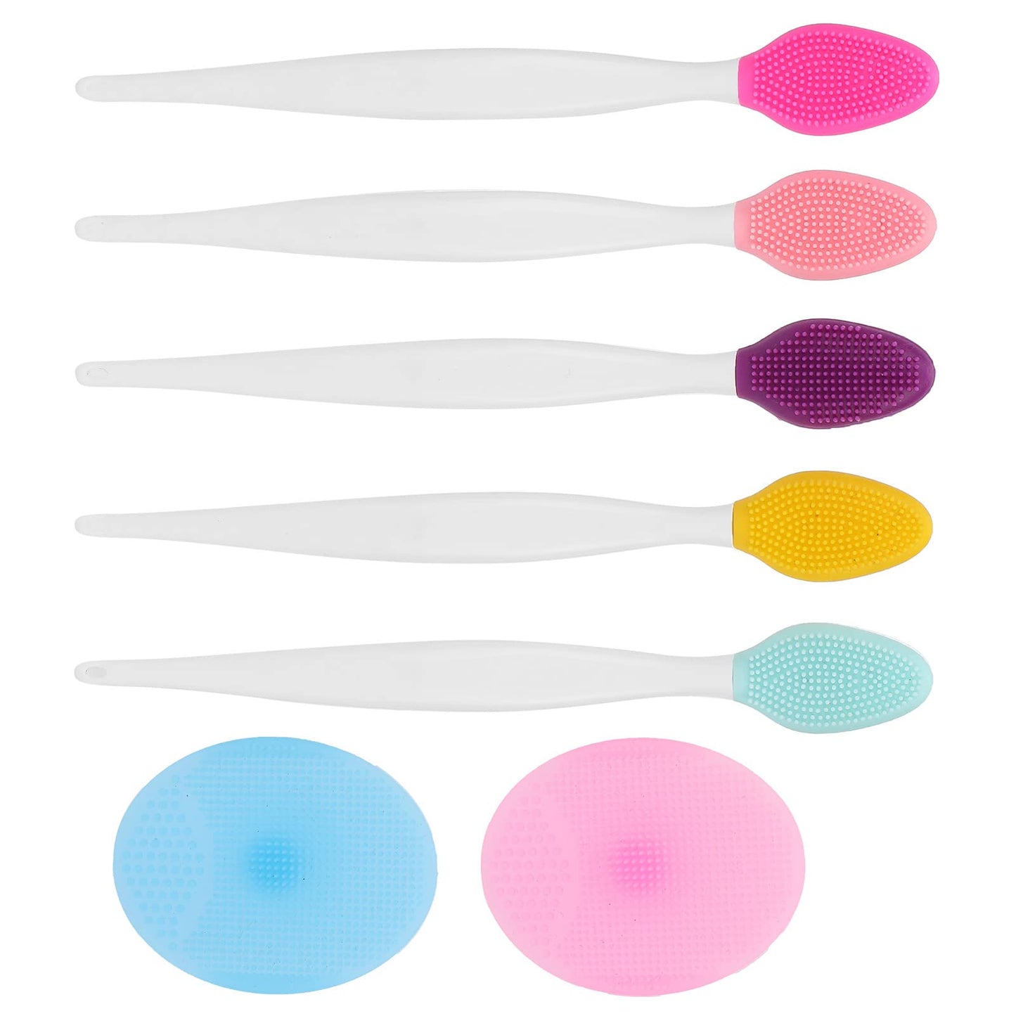 Silicone Facial Cleansing Brush Set, Deep Pore Face Scrubber for Blackhead Removal & Oil Control, Portable Exfoliating Silicone Face Brush Kit with 5 Nose Brushes and 2 Facial Brushes