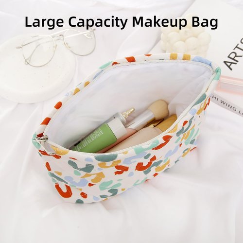 Wudimeitt Cosmetic bag Makeup bag Preppy Cute Corduroy Toiletry bag for women travel essentials (U-pattern)