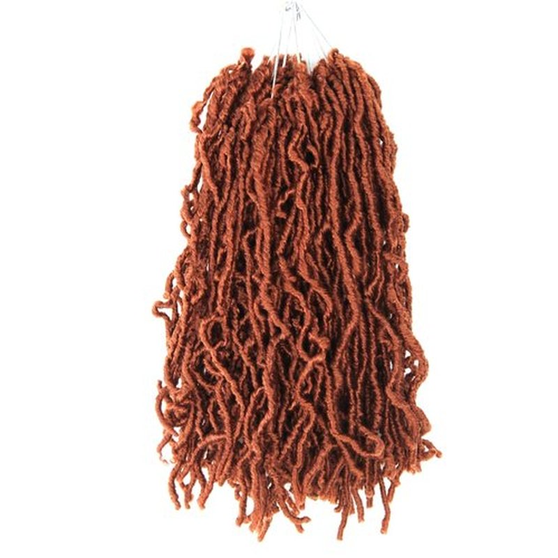 8 Inch Soft Locs Crochet Hair 6 Packs Short Straight Pre-looped New Faux Locs Crochet Hair, 350#(Ginger Red)