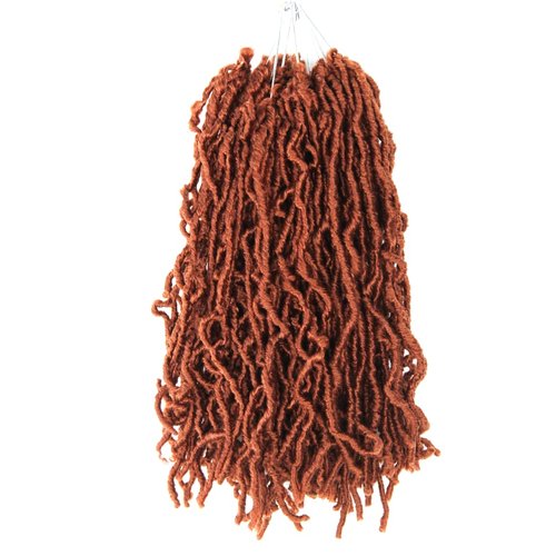 8 Inch Soft Locs Crochet Hair 6 Packs Short Straight Pre-looped New Faux Locs Crochet Hair, 350#(Ginger Red)