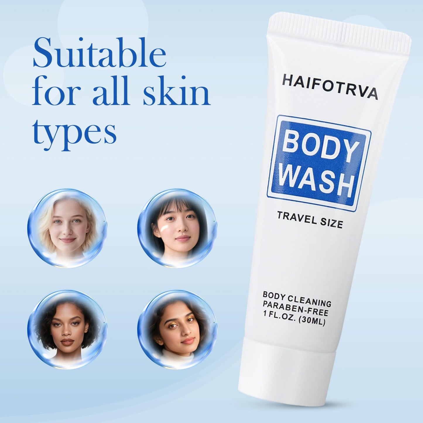 HAIFOTRVA Travel Size Body Wash Bulk Pack of 30,Individually Wrapped Small Size Hotel Body Wash Supplies 30ml/1 fl oz Portable Shower Gel Toiletries Amenities Bulk for Guests,Travel,Homeless,Charity