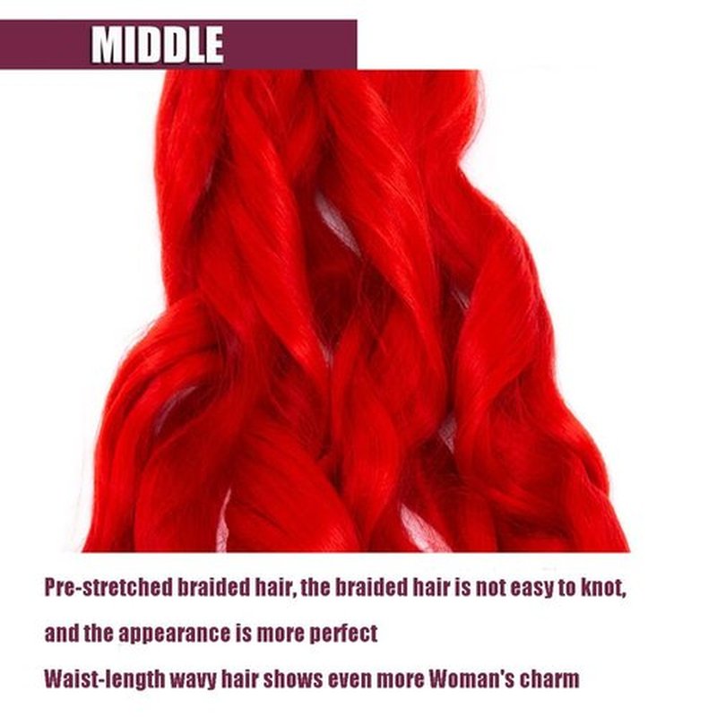 4 Packs French Curly Braiding Hair 24 Inch Loose Wave Spiral Curly Crochet Hair for Black Women Pre Stretched Braiding Hair with Curly Ends, red#