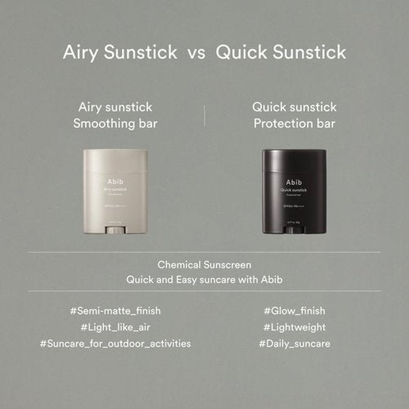 Abib Airy Sunstick Smoothing Bar SPF50 | Non-Sticky Matte Finish Sun Protection for Face and Body, Long-lasting Korean Sun Stick