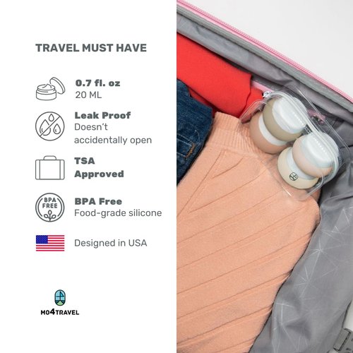 Travel Containers for Toiletries - Small Travel Containers for Creams - 4 Pack of 20mL TSA Approved Travel Bottles with Clear Bag, Leak-Proof Silicone Travel Jars for Toiletries (Apricot)