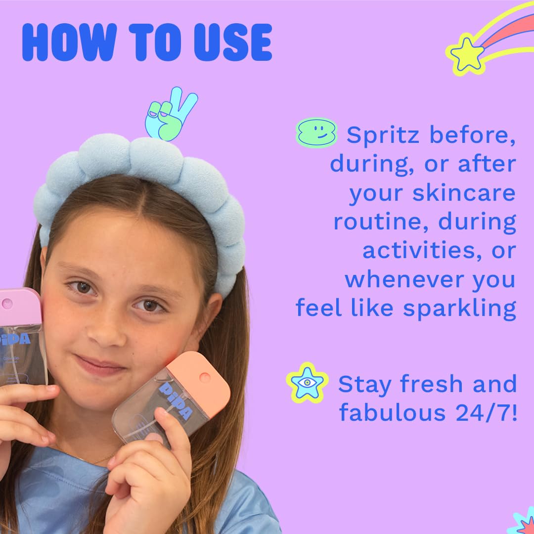 Pipa Skincare Glow Go Facial Mist 30 ml | Organic Rose Water Toner Spray | Alcohol-Free Balancing & Hydrating Face Mist for Kids & Tweens Ages 8 to 13 | Soothes & Refreshes Skin Daily