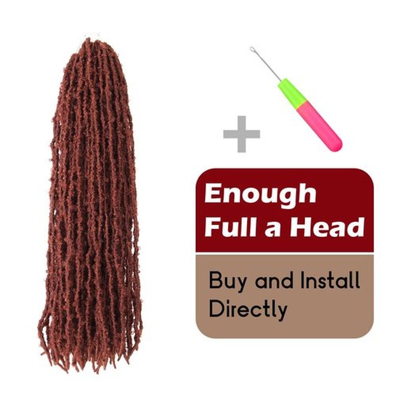 BOHOBABE 18 Inch Light Weight Butterfly Locs Crochet Hair 8 Packs Long Ginger Red Distressed Butterfly Faux Locs Crochet Hair, 350#