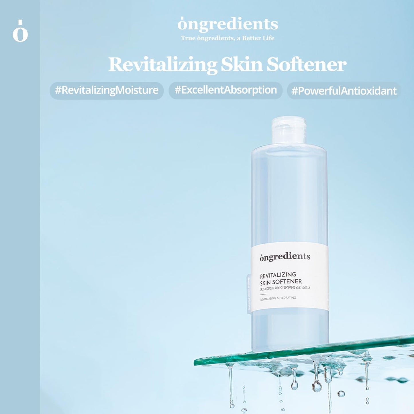 ONGREDIENTS Revitalizing Skin Softener | Hydrating Toner for Dull, Uneven Skin Tone | Niacinamide, Panthenol, Hyaluronic Acid, Vitality Care, Even Tone | Vegan, Korean Skin Care 250ml / 8.45 fl Oz