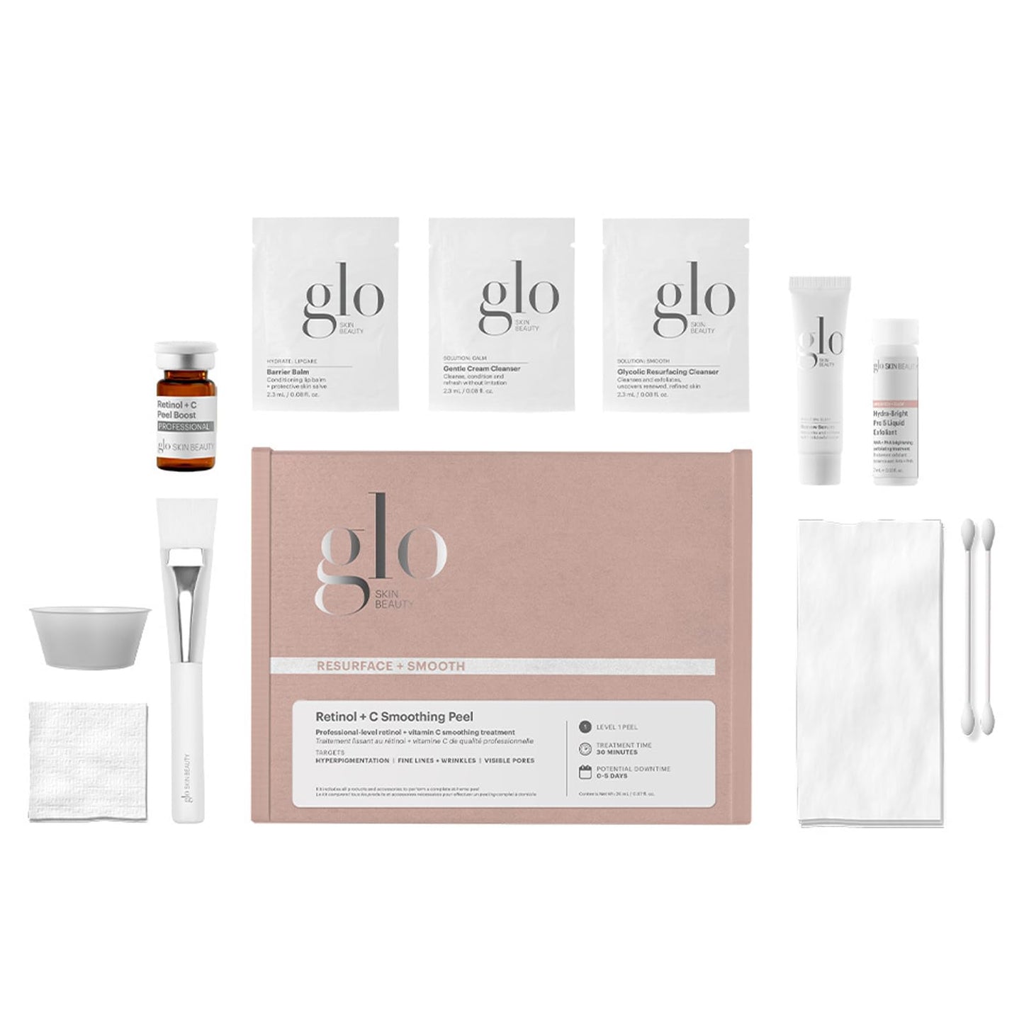 Glo Skin Beauty Retinol + Vitamin C Smoothing Peel in A Box - At-Home Peel Kit, Exfoliates, Refines and Brightens, Smoothing and Restoring Skin’s Radiance