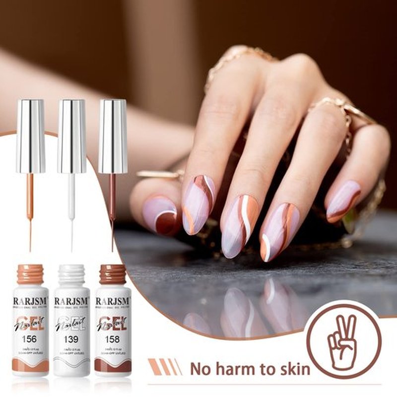 RARJSM Gel Liner Nail Art 24 Pieces 5ml Gel Art Liners for Nails Pink Red Green Yellow Silver Gold Glitter Summer Fall Nude Colors Painting Striping Gel Thin Nail Art Brush UV Soak off Curing Needed