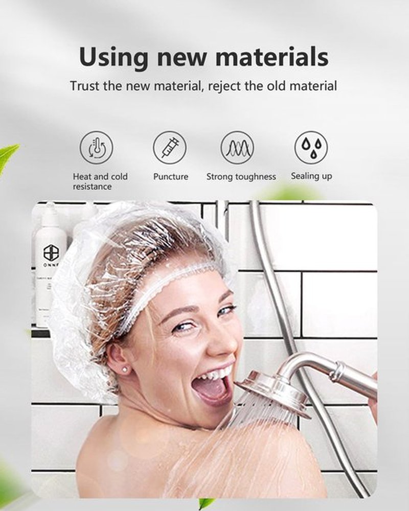 YIZIJIZI Disposable Shower Caps,Large Thick Clear Waterproof Shower Cap for Women, Large Size 20.5", Home Use, Spa, Hotel and Hair Salon, Clear Shower Caps for Travel (120)