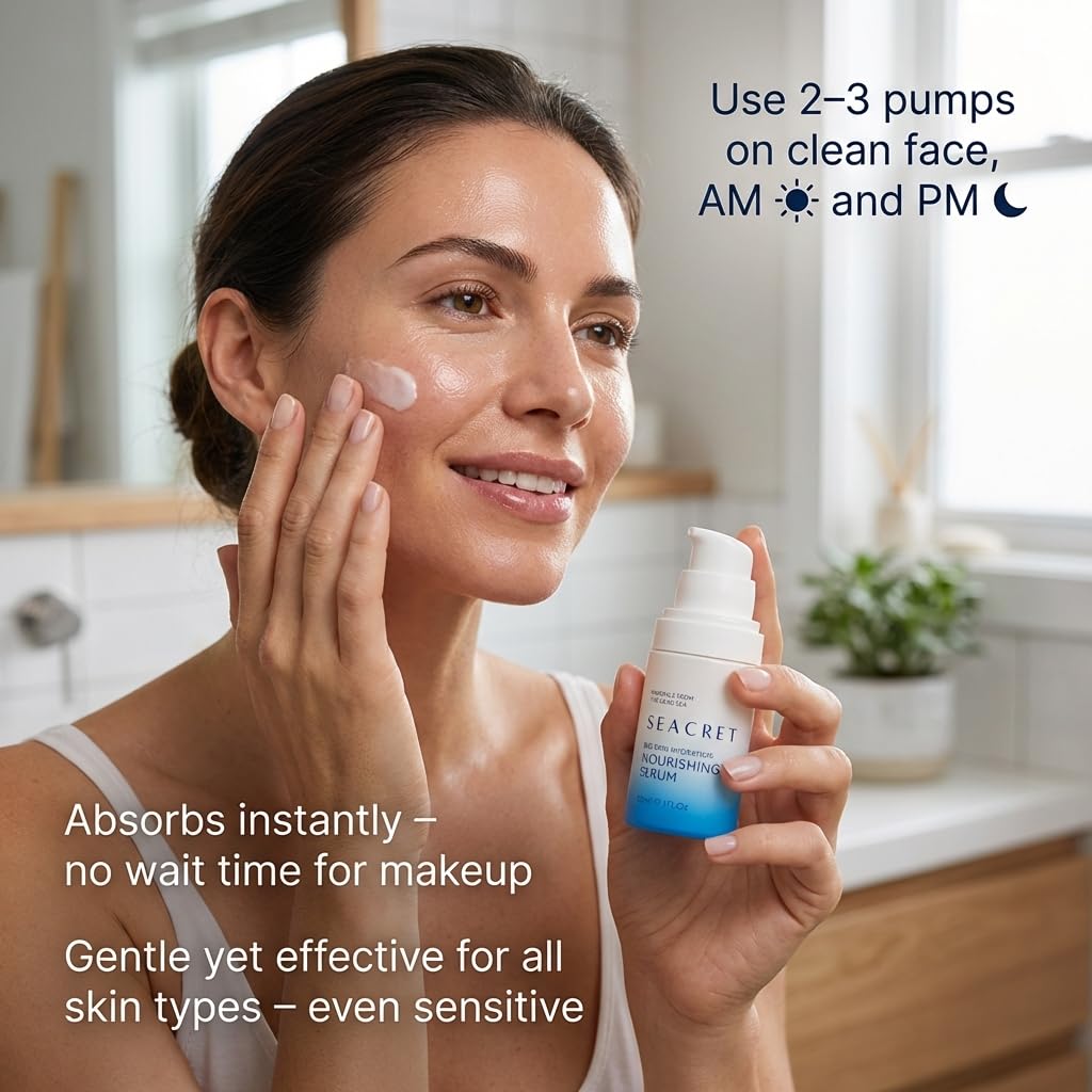SEACRET Bio Skin Hydration Dead Sea Nourishing Serum - FERMENT 21 Barrier Support with Niacinamide & Hyaluronic Acid, Hydrating Face Serum for Radiant, Youthful Skin, All Skin Types, 1 Fl Oz / 30 ml
