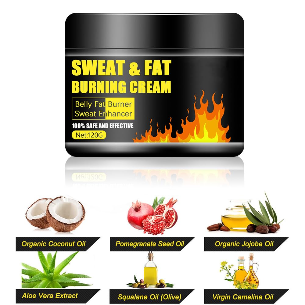 Sweat & Fat Burning Cream，Belly Fat Burner Sweat Enhancer，Slimming Massage Cream，Burns cellulite on thighs, legs, abdomen and buttocks，Suitable for both men and women，4.23 OZ