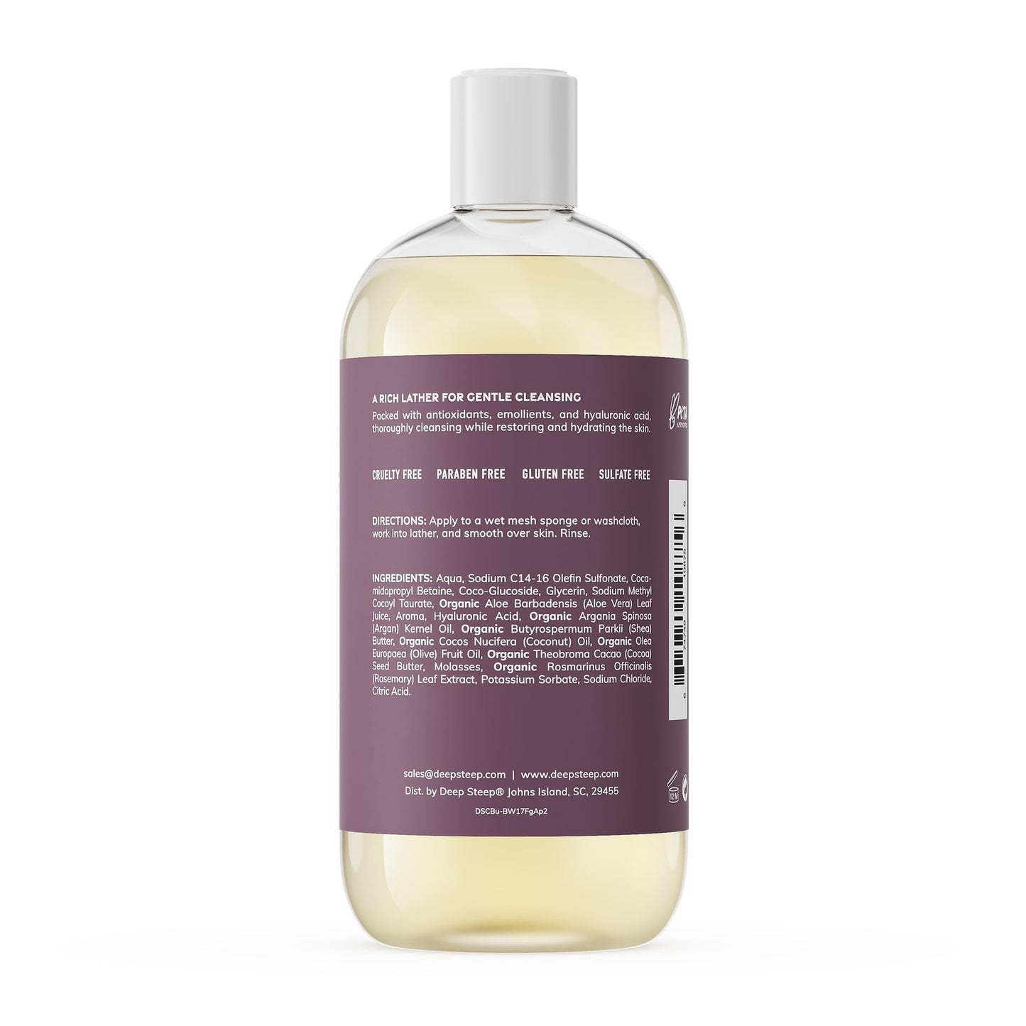 Deep Steep Fig Apricot Body Wash, Hydrating Shower Gel with Hyaluronic Acid & Shea Butter for Sensitive Skin, Bodywash for Women & Men, 17 Fl Oz, 1-Pack
