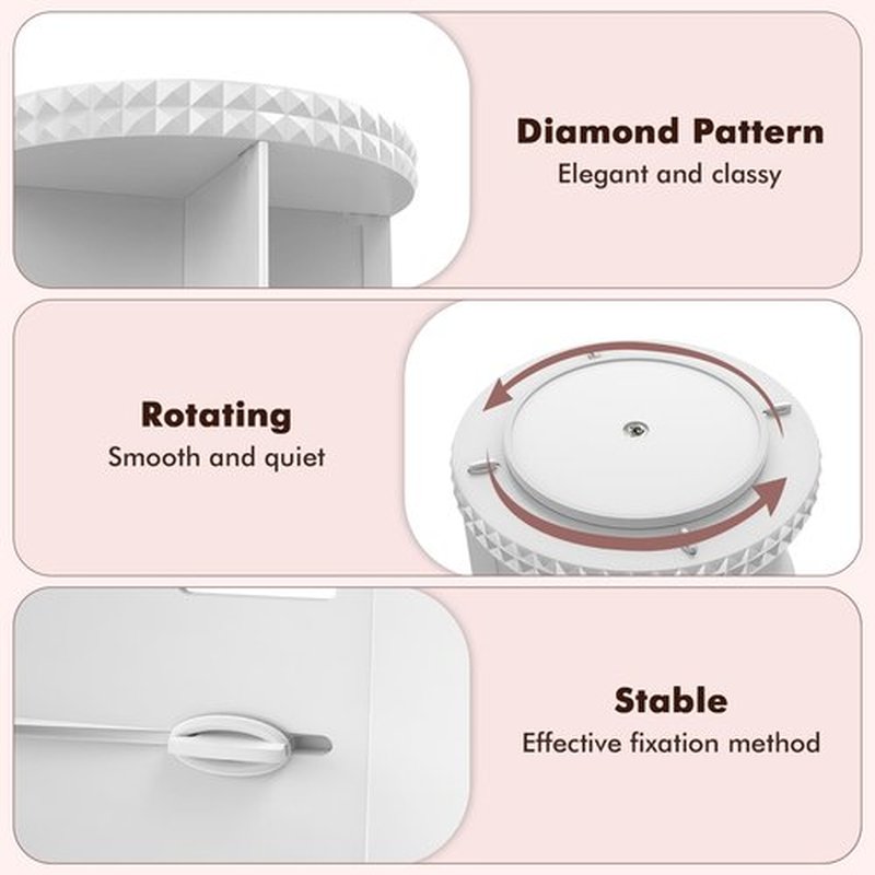 Rosoenvi Rotating Makeup Organizer, 360° Spinning Skincare Organizers, Adjustable Layer Cosmetic Storage Lazy Susan Makeup Organizers for Dresser Bathroom, Medium, White