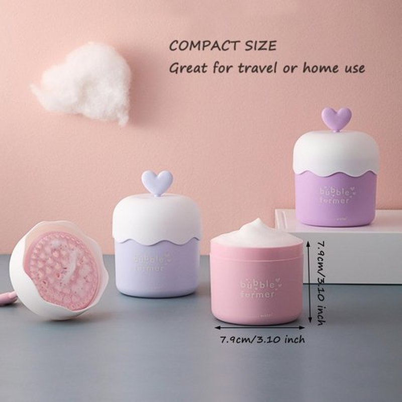 LZbeove Plastic Facial Cleanser Foamer Cup Portable Face Cleanser Foam Maker Cup Travel Skin Care Foam Maker Facial Skin Cleansing Care for Quickly get a rich cleanser lather (Pink)