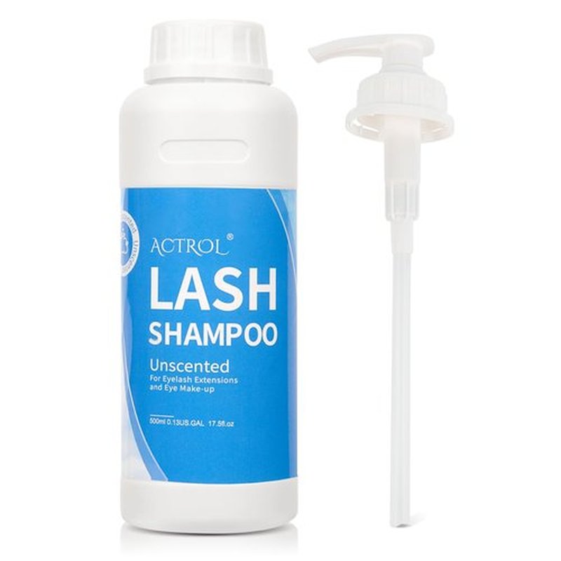 ACTROL Eyelash Shampoo Cleanser 500ml, Natural Plant Ingredients, 17 Fl Oz, Shampoo Salon and Home Care, Cleansing, Alcohol Free, Paraben Free, Unscented Hydrosol