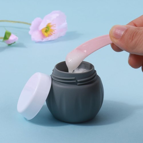Travel Containers for Toiletries, GLAMFIELDS TSA Approved 2Pcs 1.7oz+3Pcs 1oz Travel Size Silicone Jars BPA Free, Leak-proof Travel Essentials with Lid for Cosmetic Face Hand Body Cream Grey (5Pack)