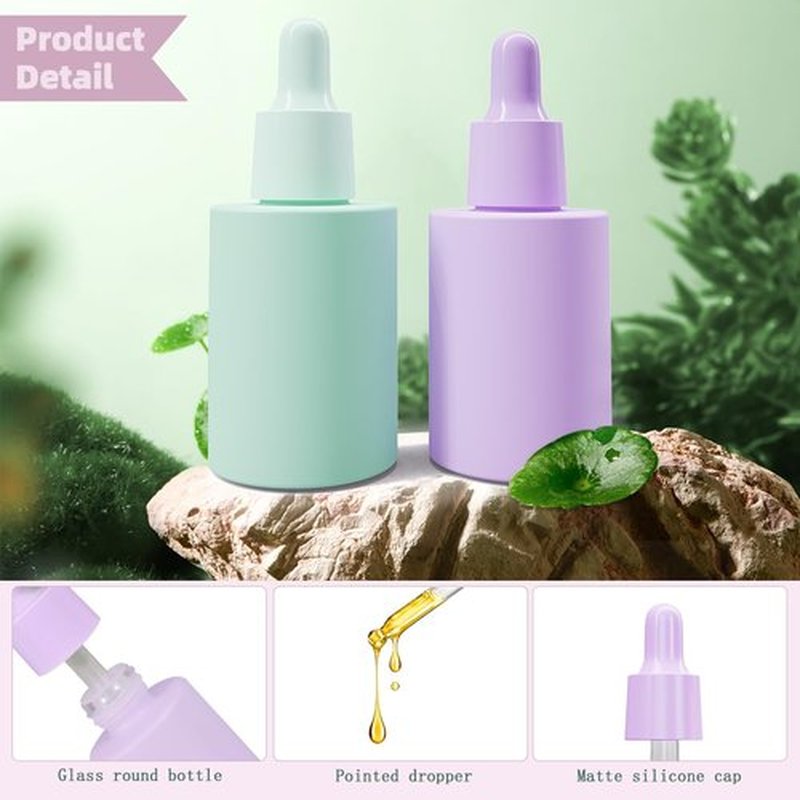UMETASS 1 oz Small Glass Thick Dropper Droppers Pipette Bottles Glassware Droplet with 3 Funnels, 30ml Leakproof Essential Oils Tincture Bottle Mini Travel Essentials Bottles (4 Pack) (Multicolor)