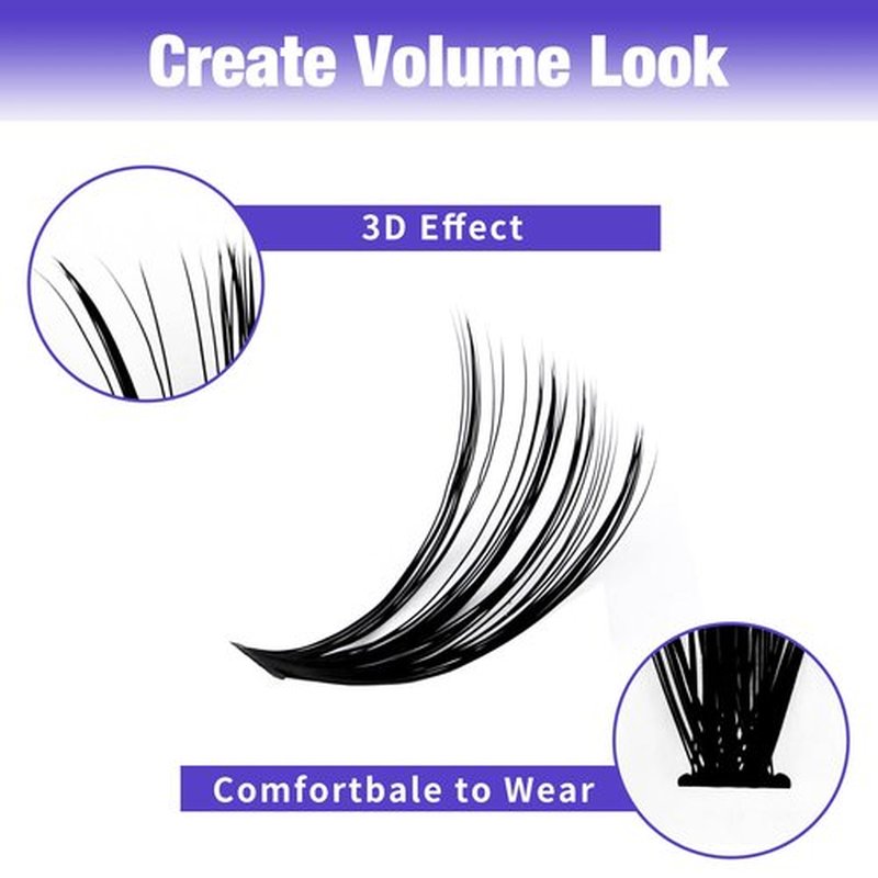 Individual Lashes DIY Eyelash Clusters 300PCS C/D Curl Lash Clusters Comfortable Cat Eye Lashes Super Soft Reusable Wispy Lashes Lash Clusters(300PCS-40D-0.07DD,8-16mm Mixed Tray)