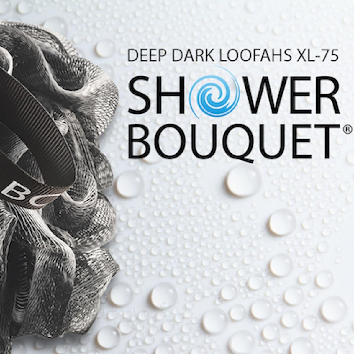 SHOWER BOUQUET Loofah-Charcoal Bath-Sponge-Color-Set XL-75g Extra Large 4 Pack, Soft Mesh Black Loufa Puff - Exfoliating Body Scrubber for Women and Men: Soothing Face & Body Exfoliator
