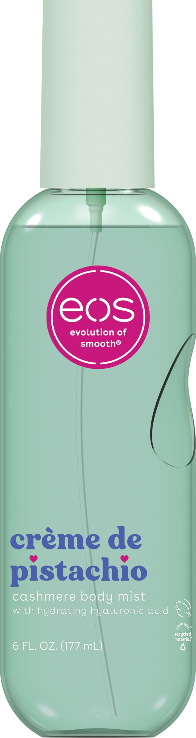 eos Cashmere Body Mist, Crème de Pistachio, body spray for women, hair mist, moisturizing, hyaluronic acid, glycerin, vegan, cruelty-free, 6 fl oz
