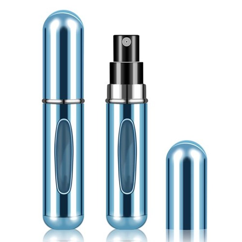 Fivexing 2Pcs Refillable Perfume Atomizer Bottles，Portable Mini Separate Perfume Bottle，Travel and Outings Spray Boxes Dispensers 5ml/0.2oz (Blue)