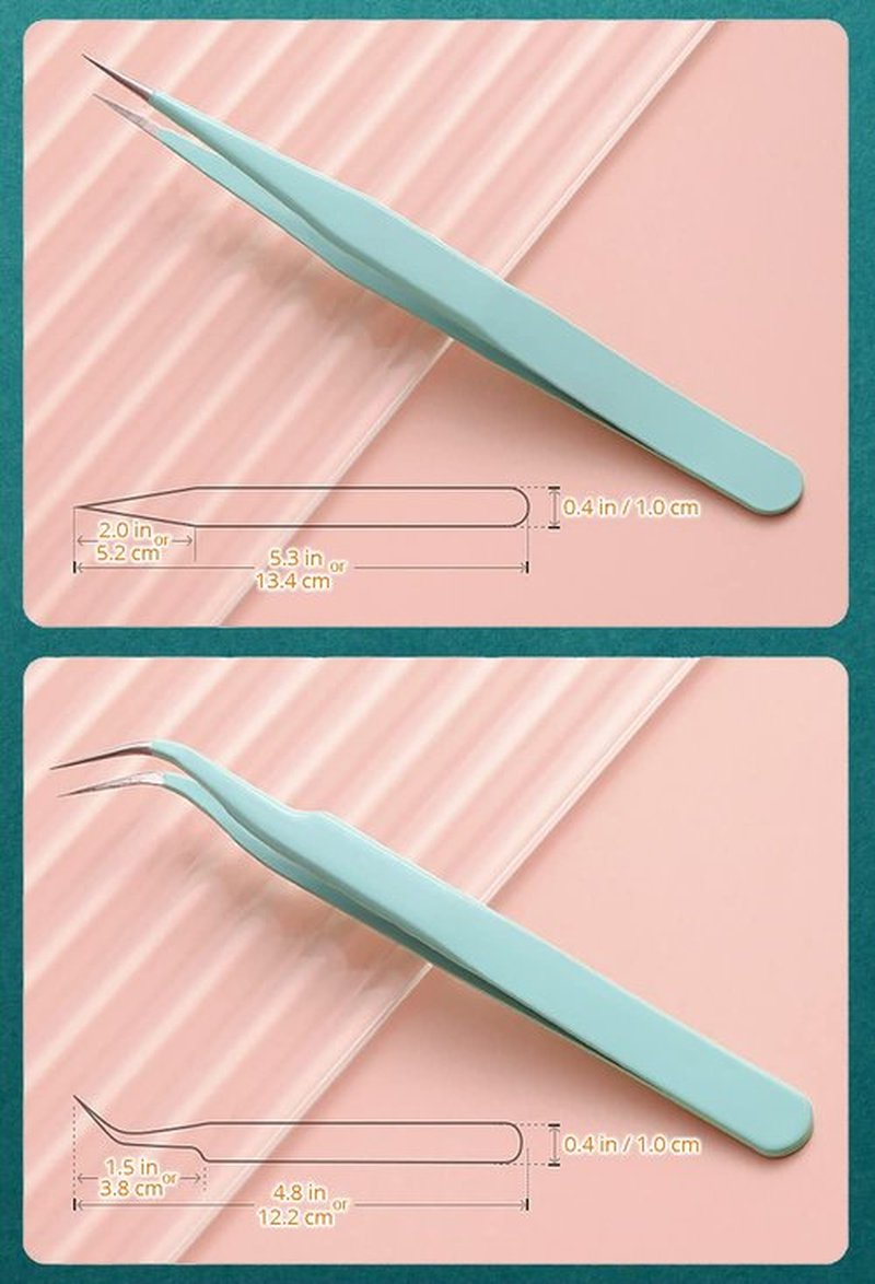 2 Pieces Sticker Tweezers, Cute Craft Tweezers for Stickers, Scrapbooking, Vinyl, Lashes, Electronics, Turquoise