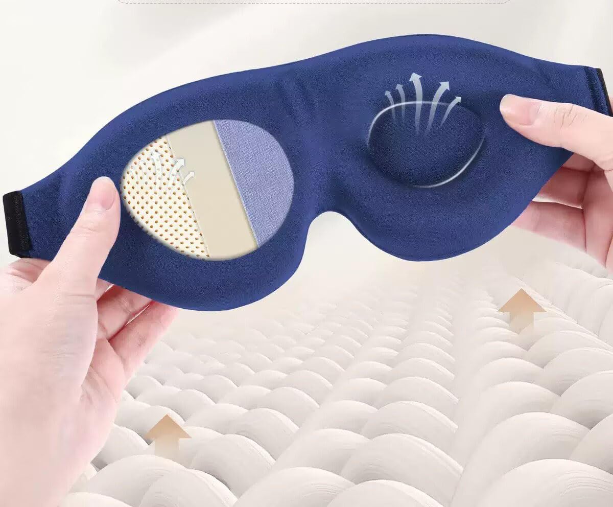 GIGGSKZE 2 Pack Sleep Mask for Side Sleeper, Blackout 3D Eye Mask for Sleeping, Night Blindfold for Men Women (Royal Blue)