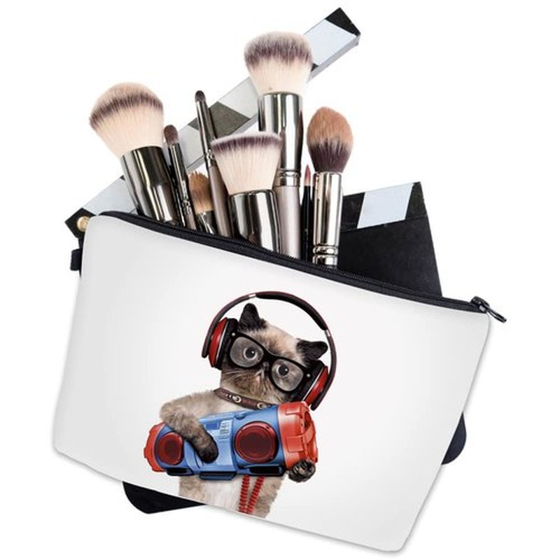 LOOMILOO Small Toiletry Bags for Women, Adorable Roomy Makeup Pouch Travel Water Resistant Cosmetic Purse Accessories Organizer Gift(Cat 55741)