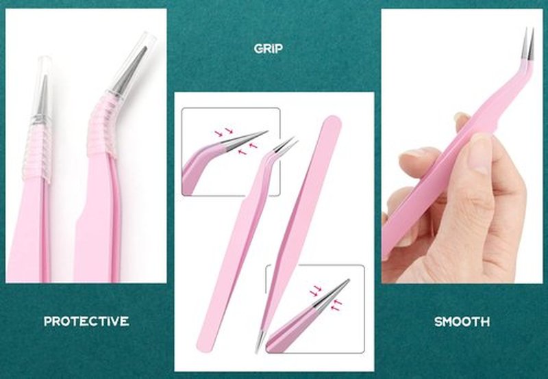 2 Pieces Sticker Tweezers, Cute Craft Tweezers for Stickers, Scrapbooking, Vinyl, Lashes, Electronics, Turquoise