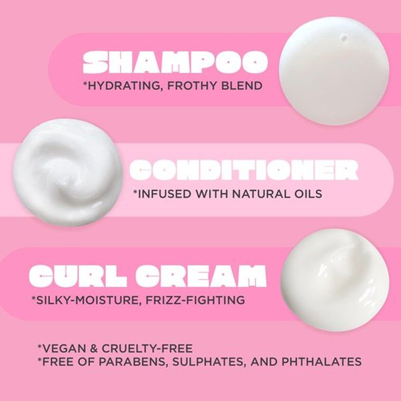 Cake Beauty Curl Friend Curl Defining Shampoo, Conditioner & Cream Set - Avocado & Argan Oil Curly Hair Products - Anti-Frizz, Cruelty Free & Vegan Gift Set